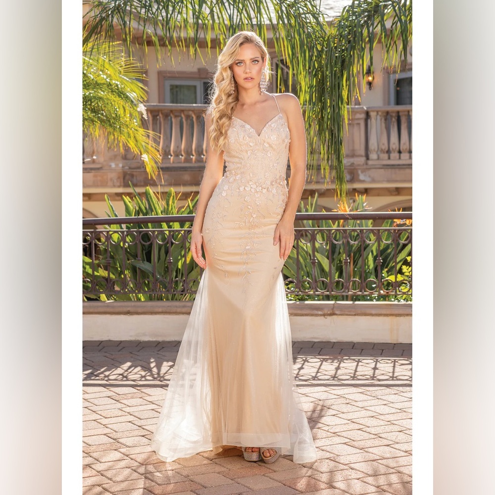 Dancing Queen Gold Embellished Maxi Gown Sweetheart Neckline 4308